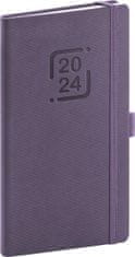 Dnevnik 2024: Catanella - vijolična, žepek, 9 × 15,5 cm