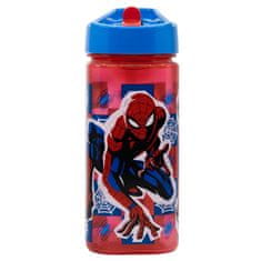 Stor Plastična kvadratna steklenica z izvlečno slamico SPIDERMAN, Tritan 530ml, 74714