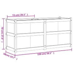 Vidaxl Vrtno korito belo 150x50x70 cm trdna borovina