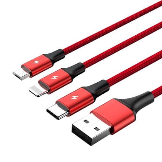 Unitek 3-v-1 USB - USB-C/mikroUSB/bolnišnični polnilni kabel, 1,2 m; c4049rd