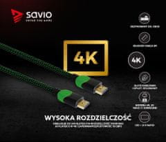 SAVIO kabel savio gcl-06 (hdmi m - hdmi m; 3 m; barva črno-zelena)