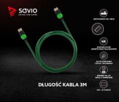 SAVIO kabel savio gcl-06 (hdmi m - hdmi m; 3 m; barva črno-zelena)