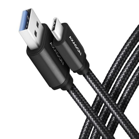 AXAGON bucm3-am20ab kabel usb-c - usb-a 3.2 gen 1, 2m, 3a, alu, pleten, črn