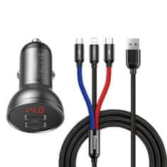 BASEUS Baseus avtomobilski polnilec 24W + USB kabel 3v1 tzccbx-0g