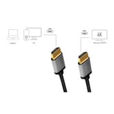 LogiLink kabel hdmi 4k/60hz, aluminijast 3m črn