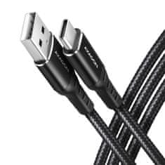 AXAGON bucm-am10ab kabel usb-c - usb-a, 1,0 m usb 2.0, 3a, alu, opleten, črn