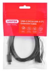 Unitek Adapter za kabel Unitek (C476BK-1M) USB-C (M) - USB-A (F), 10Gbps, 60 W, dolžina 1 m, črn, USB 3.2 Gen 2, idealen za hitro prenose podatkov in polnjenje.