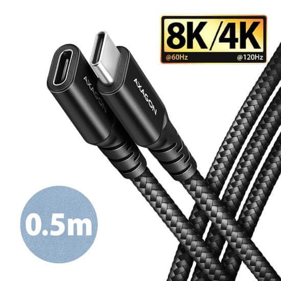 AXAGON bucm32-cf05ab gen2 usb-c - usb-c podaljšek 0.5m, 5a, 20gbps, pd 240w, pleten