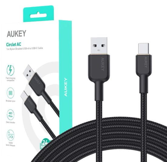 Aukey aukey cb-nac1 kabel usb-c qc pd 1m 3a 60w najlon