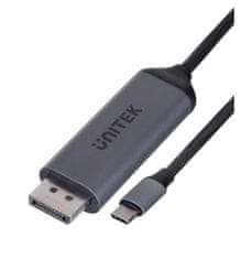 Unitek UNITEK USB-C na DisplayPort 1.4 adapter, 8K@60Hz, 1,8m, visoka ločljivost 3840x2160, podpora za HDR, srebrna barva