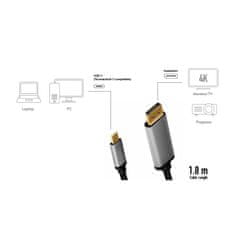 LogiLink kabel usb-c z dp, 4k 60hz, aluminij 1,8 m