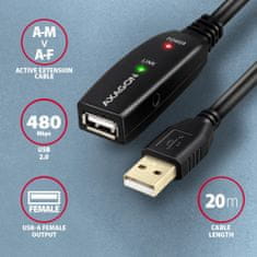 AXAGON adr-220 usb 2.0 a-m -&gt; a-f aktivni kabel za podaljšek/ojačevalnik 20m