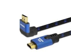 slomart kabel hdmi (m) v2.1, kotni, 3 m, 8k, bakreni, modri/črni, zlati nastavki, ethernet/3d, cl-148