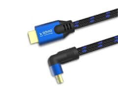 slomart kabel hdmi (m) v2.1, kotni, 3 m, 8k, bakreni, modri/črni, zlati nastavki, ethernet/3d, cl-148