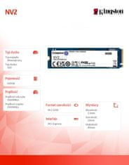 slomart pogon kingston nv2 ssd (500 gb; m.2 2280; pcie 4.0 x4 nvme; snv2s/500g)