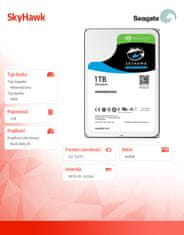 slomart pogon hdd seagate skyhawk st1000vx005 (1 tb ; 3,5"; 64 mb; 5400 vrtljajev na minuto)