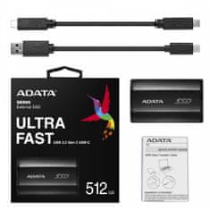 slomart adata se800 zunanji SSD disk (512 gb; 2,5"; usb 3.2 gen 2; črn)