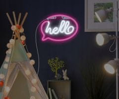 Forever Hello Neon LED luč, dekorativna, USB/3x AA baterije, stikalo za vklop/izklop, roza-bela