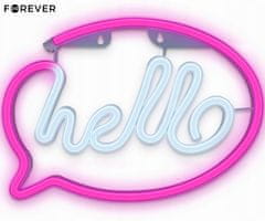 Forever Hello Neon LED luč, dekorativna, USB/3x AA baterije, stikalo za vklop/izklop, roza-bela