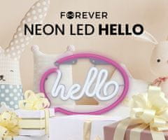 Forever Hello Neon LED luč, dekorativna, USB/3x AA baterije, stikalo za vklop/izklop, roza-bela