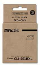 slomart črnilo actis kc-551bk (nadomestno črnilo canon cli-551bk; standardno; 12 ml; črno)