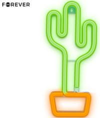 Forever Cactus Neon LED luč, dekorativna, USB/3x AA, stikalo za vklop/izklop, zeleno-oranžna