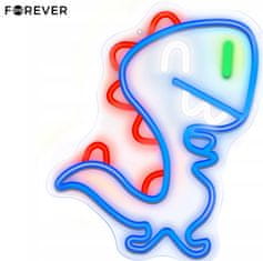 Forever Baby Dino Neon LED luč, dekorativna, nastavljiva svetlost, USB, stikalo za vklop/izklop, modro-rdečo-zeleno-bela