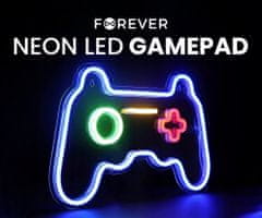 Forever Gamepad Neon LED luč, dekorativna, prilagodljiva svetlost, USB, stikalo za vklop/izklop, modro-rdečo-zeleno-rumena