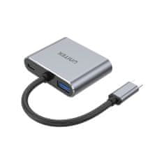 Unitek Unitek vozlišče usb-c,hdmi,vga,usb-a, pd 100w, d1049a