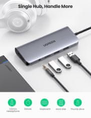 Ugreen ugreen adapter 10w1 hub usb-c do hdmi 4k, 3x usb 3