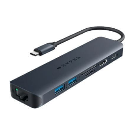 HyperDrive koncentrator hyperdrive next 7-portno vozlišče USB-c hdmi/4k60hz/sd/rj45/100w pd pas-trought