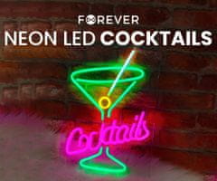 Forever Cocktails Neon LED luč, dekorativna, prilagodljiva svetlost, USB, stikalo za vklop/izklop, zeleno-rumeno-belo-roza