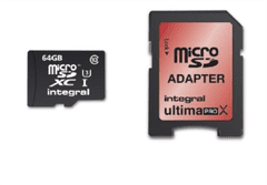 Integral 64GB MICRO SDXC class10 UHS-I U3 90MB/s SPOMINSKA KARTICA+ SD ADAPTER