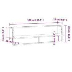 Vidaxl Stenska polica s prečko dimljen hrast 100x25x30 cm