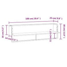 Vidaxl Stenska polica s prečko sonoma hrast 100x25x30 cm