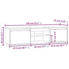 Vidaxl TV omarica črna 140x35x40 cm trdna borovina