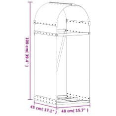 Vidaxl Nosilec za polena svetlo rjav 40x45x100 cm pocinkano jeklo