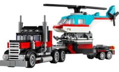Creator 31146 tovornjak s ploščato ploščadjo in helikopter
