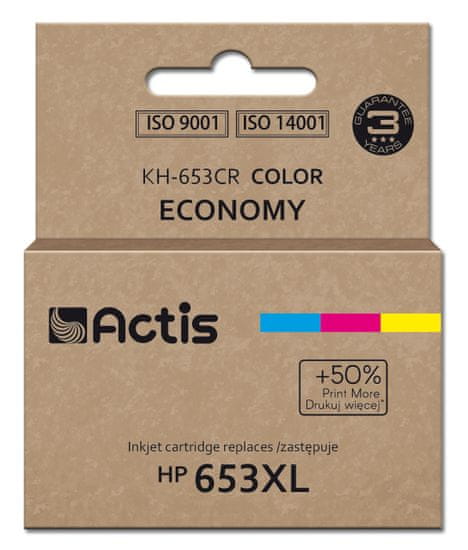 PartyDeco actis kh-653cr črnilo (nadomestno hp 653xl 3ym74ae; premium; 18ml; 300 strani; barvno)