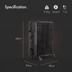 VonHaus Oljni radiator 11 reber 2500W črn 2500645