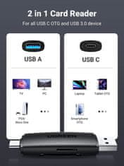 Ugreen USB 3.0 + USB-C OTG čitalec kartic