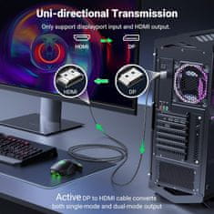 Ugreen DisplayPort na HDMI kabel 4K@60Hz HDR Active DP 1.2 v HDMI 2.0, 2M