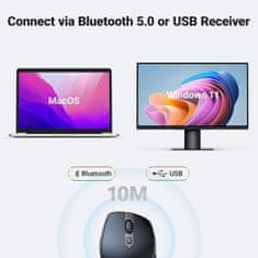 Ugreen Brezžična miška Bluetooth 5.0 in 2,4 Ghz z USB sprejemnikom s 5 gumbi za MacBook, PC, namizni računalnik, Chromebook