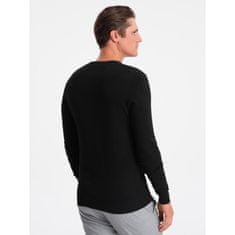 OMBRE Moški pulover z V-izrezom V1 OM-SWBS-0107 black MDN124131 S