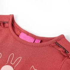 Vidaxl Otroška majica z dolgimi rokavi žgano roza 140