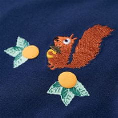 Vidaxl Otroška majica z dolgimi rokavi potisk veverice mornarsko modra 92