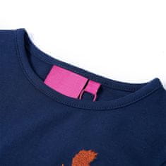 Vidaxl Otroška majica z dolgimi rokavi potisk veverice mornarsko modra 92