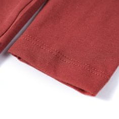 Vidaxl Otroška majica z dolgimi rokavi žgano rdeča 140