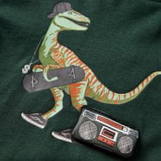 Vidaxl Otroška majica z dolgimi rokavi potisk dinozavra temno zelena 92