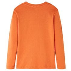 Vidaxl Otroška majica z dolgimi rokavi temno oranžna 140